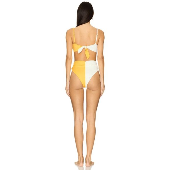Saudade de Voce Ouro Bikini Top in Yellow & White - Picture 4 of 5